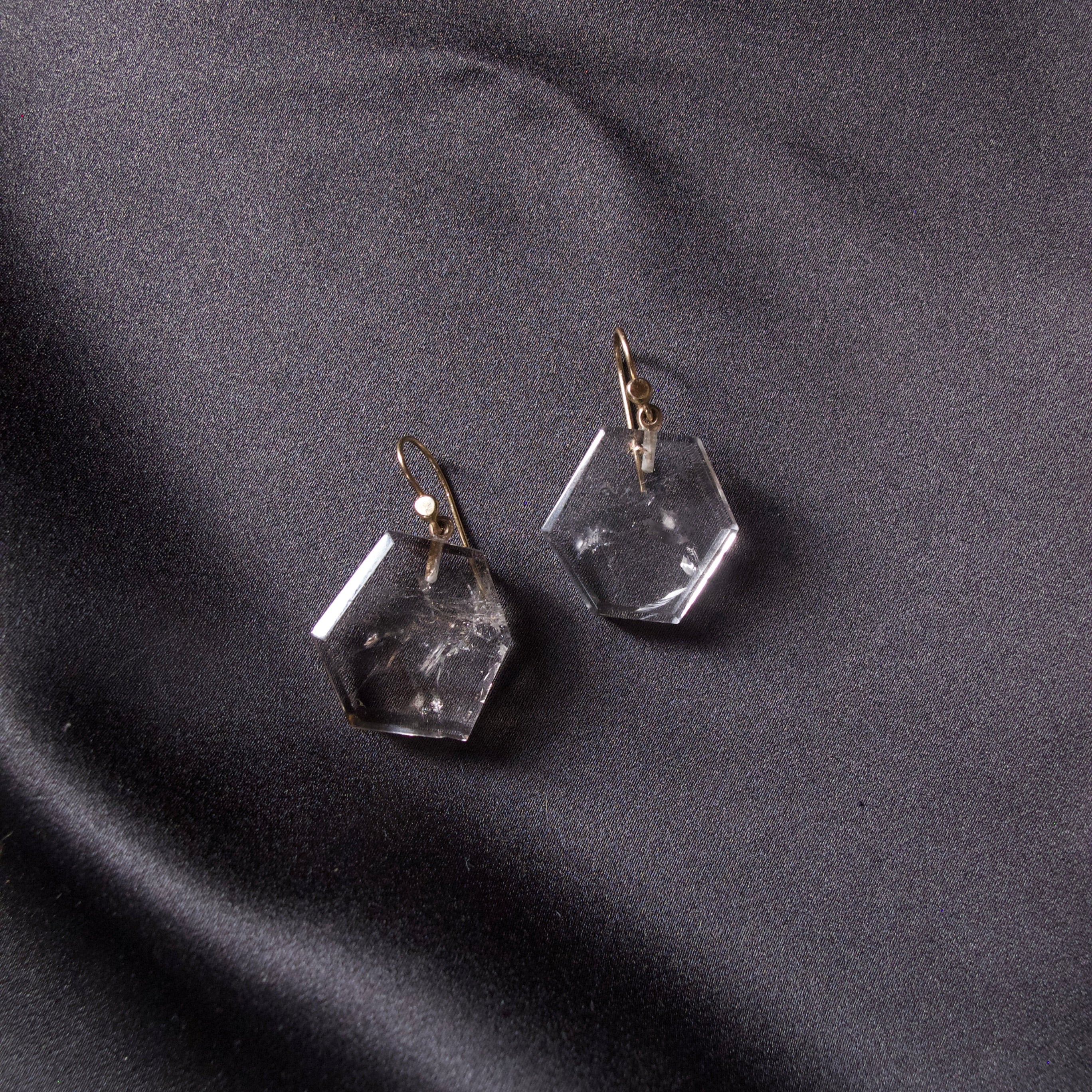 Large Rock Crystal Slab Earrings