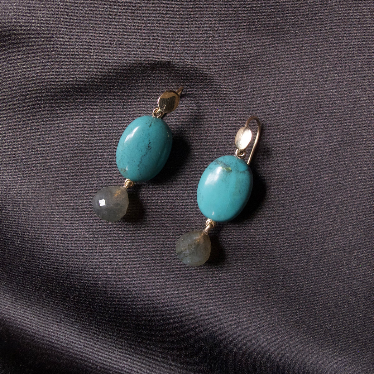 Turquoise Earrings with Laborite Briolettes