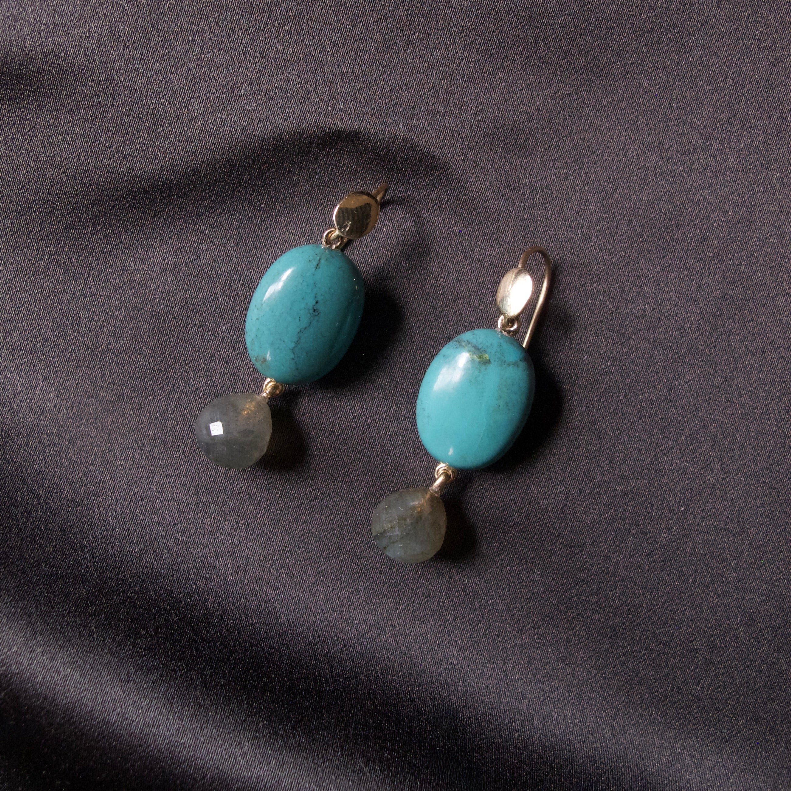 Turquoise Earrings with Laborite Briolettes