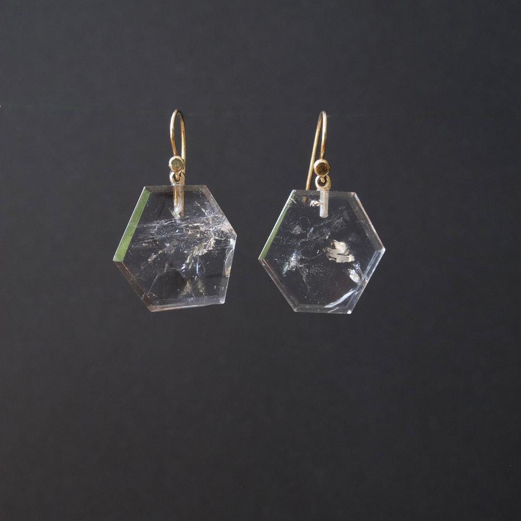 Large Rock Crystal Slab Earrings