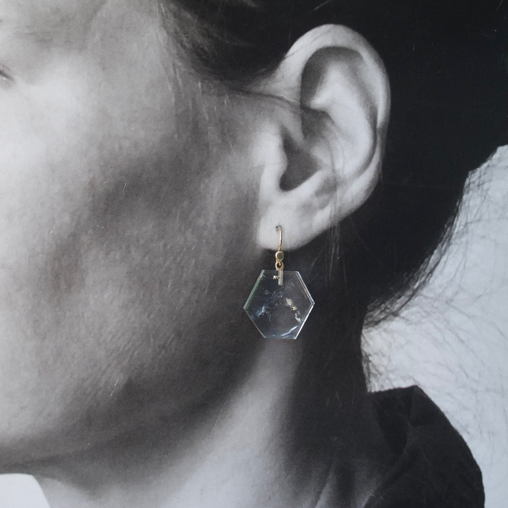 Large Rock Crystal Slab Earrings