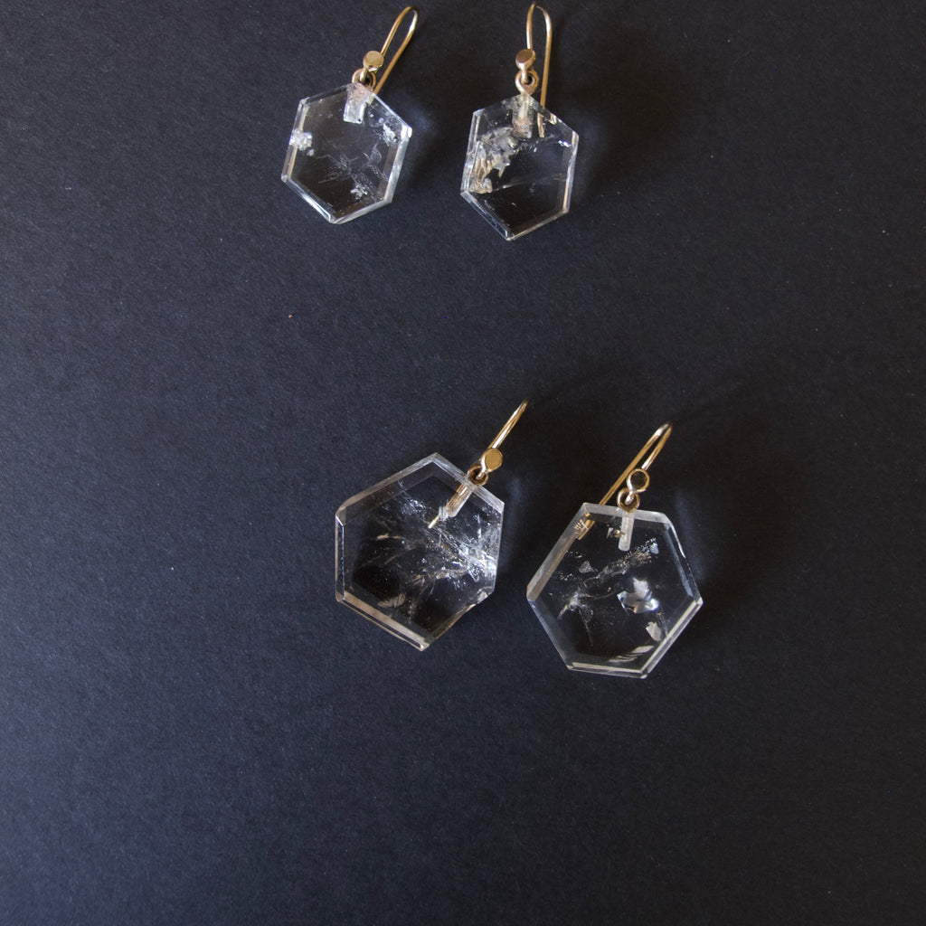 Large Rock Crystal Slab Earrings