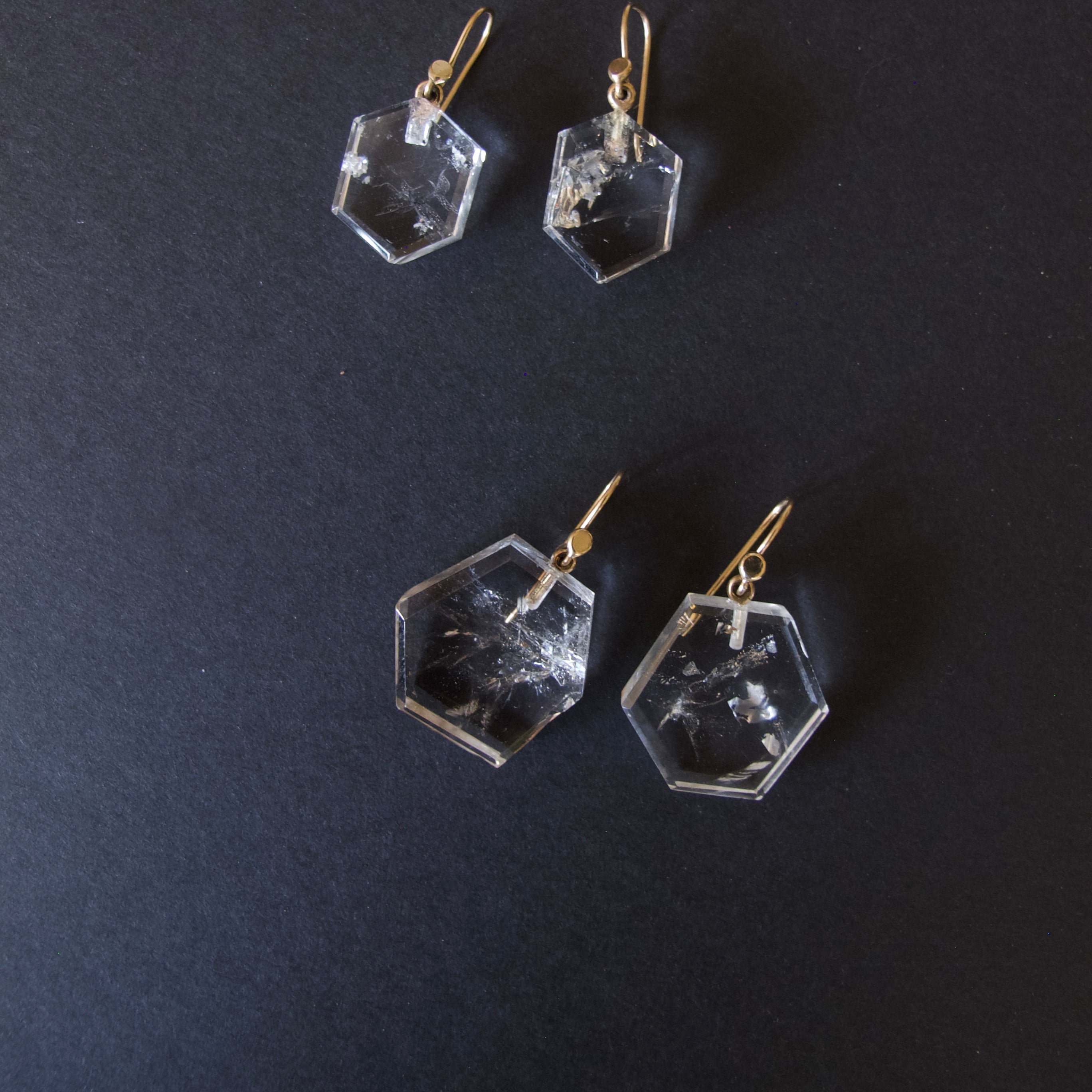 Large Rock Crystal Slab Earrings
