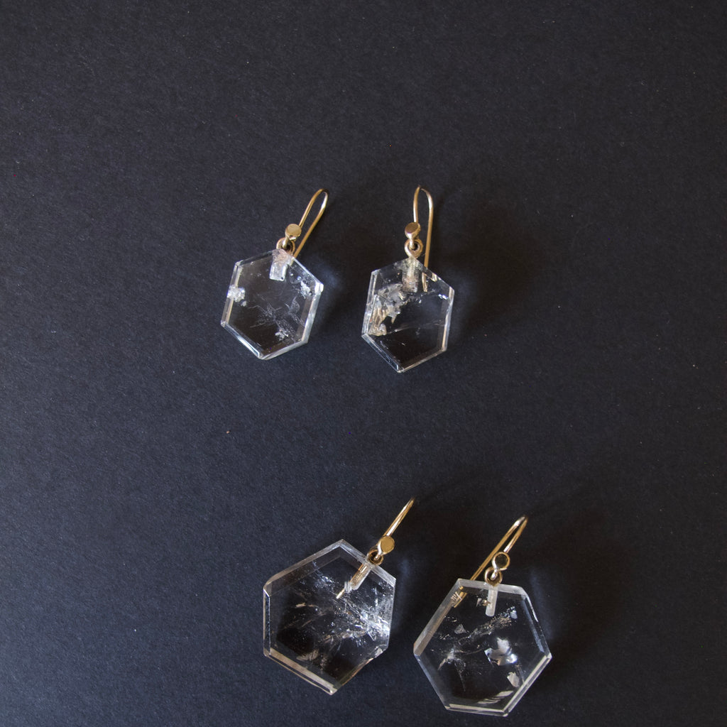 Rock Crystal Slab Earrings
