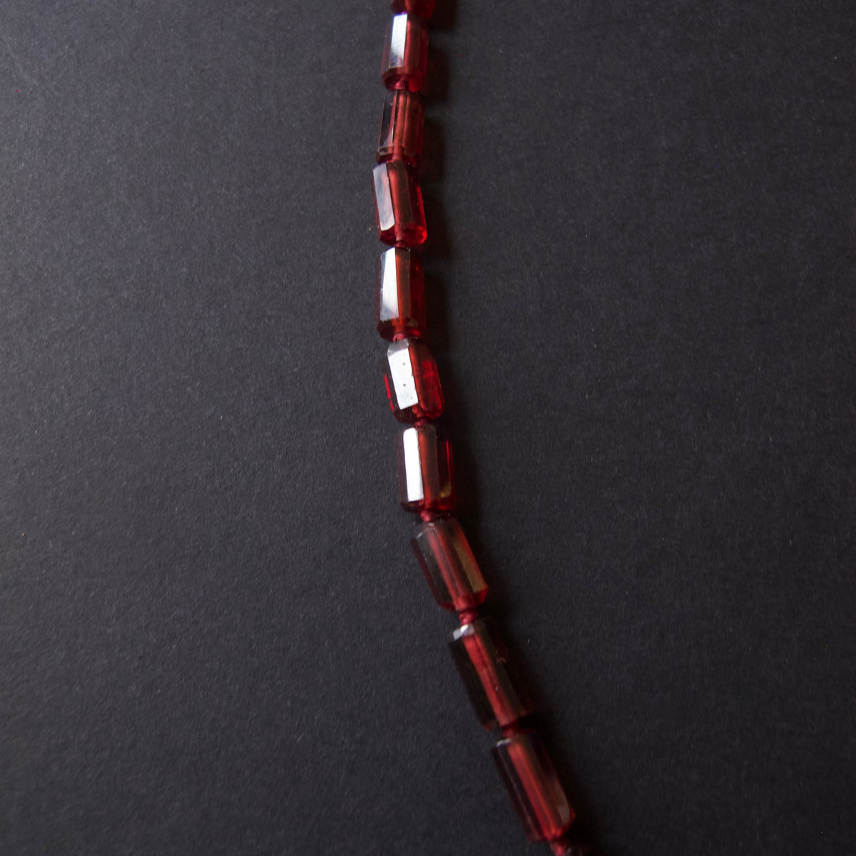 Garnet Barrel Bead Necklace