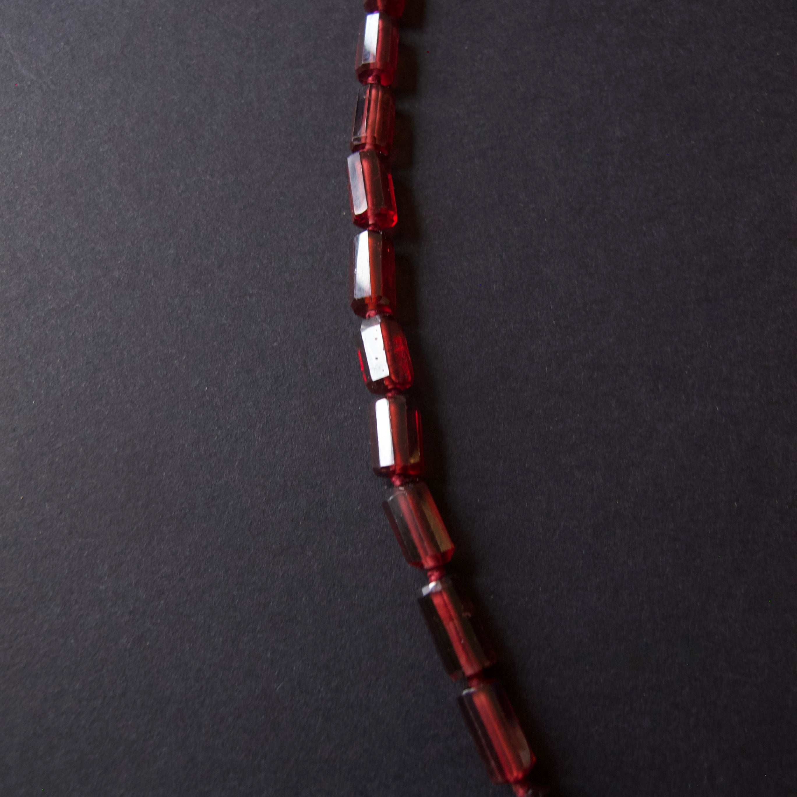 Garnet Barrel Bead Necklace