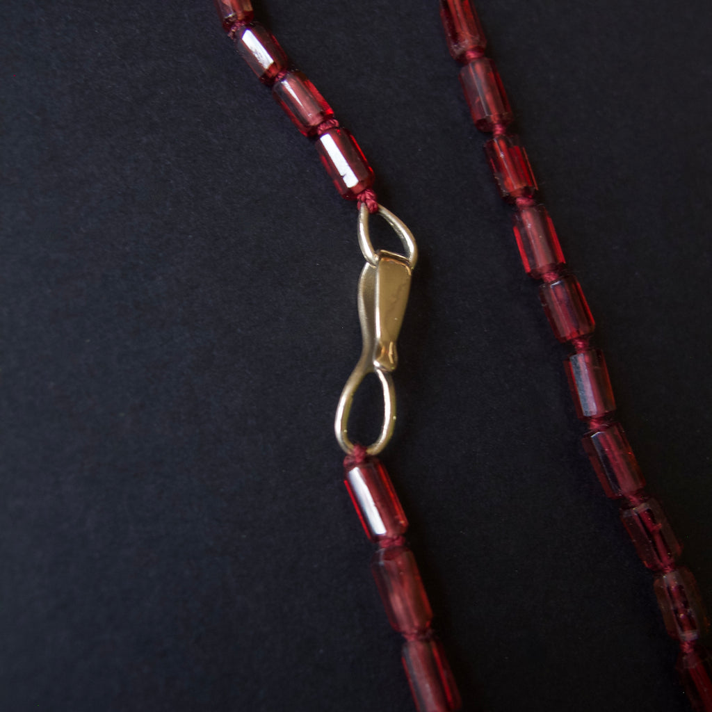 Garnet Barrel Bead Necklace