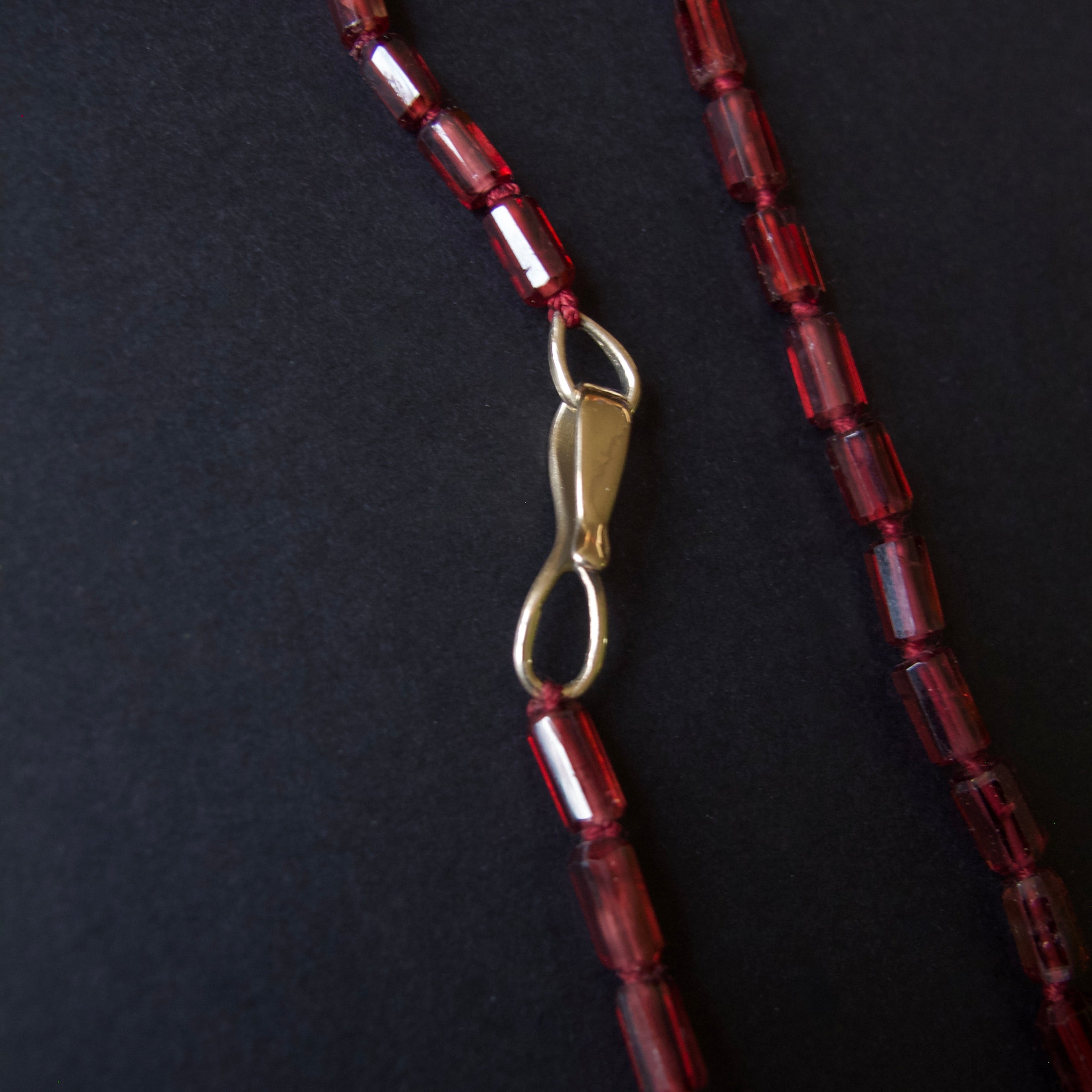 Garnet Barrel Bead Necklace