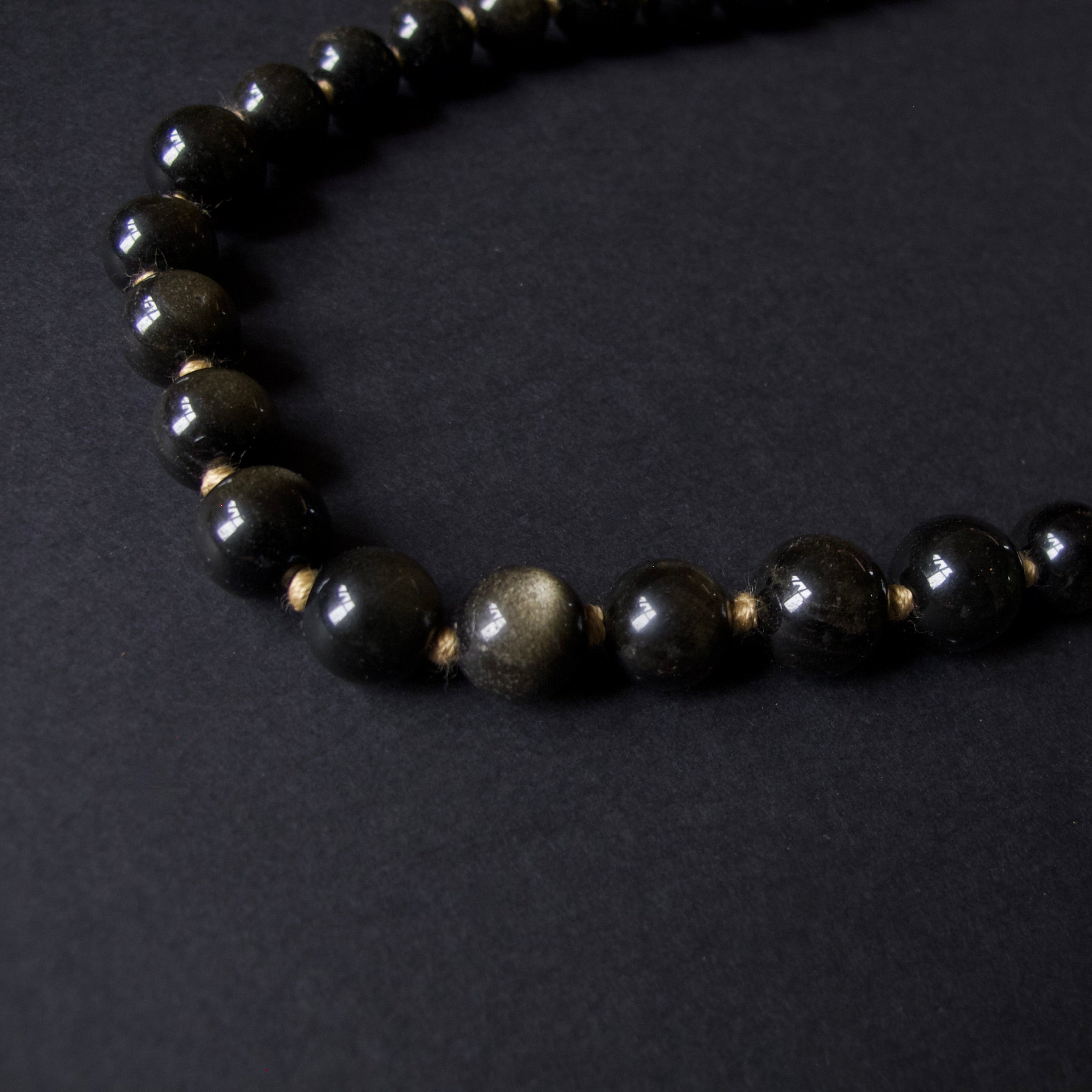 Long Golden Obsidian Necklace