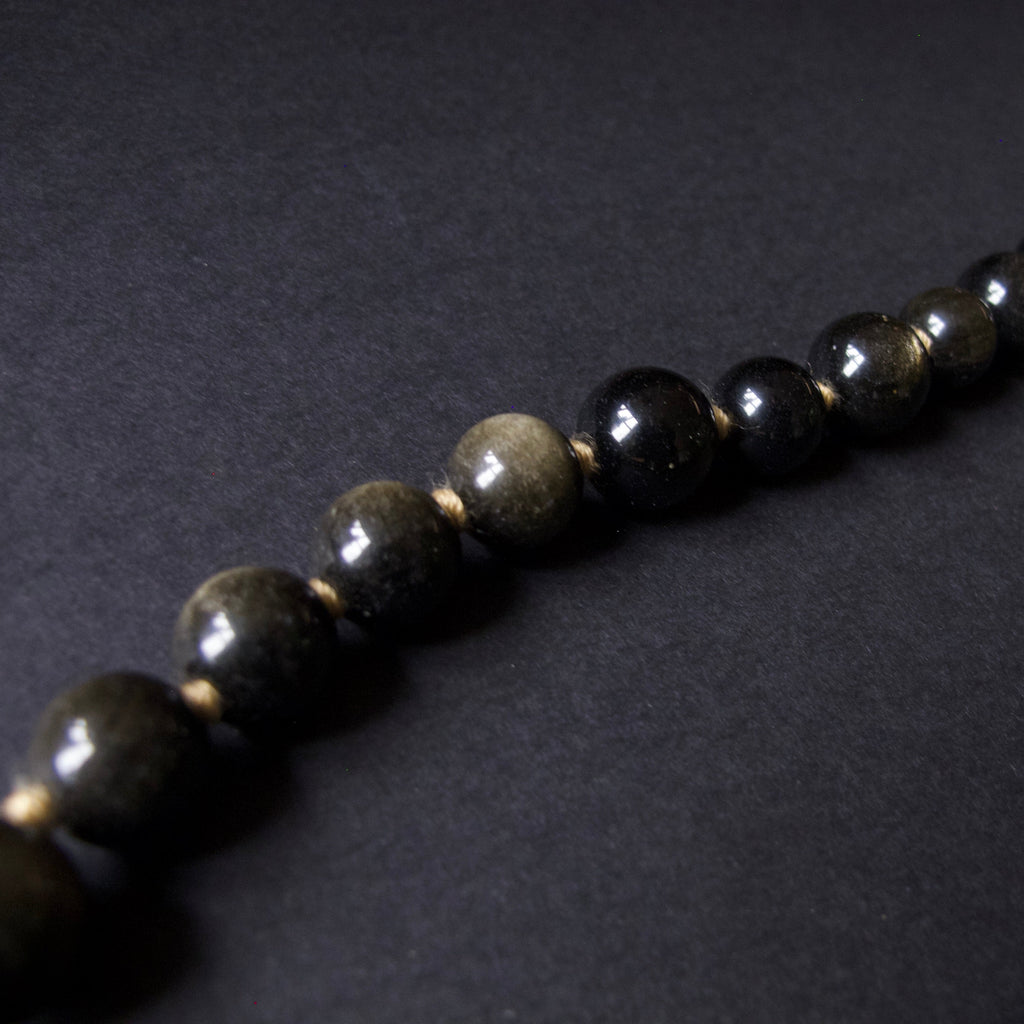 Long Golden Obsidian Necklace