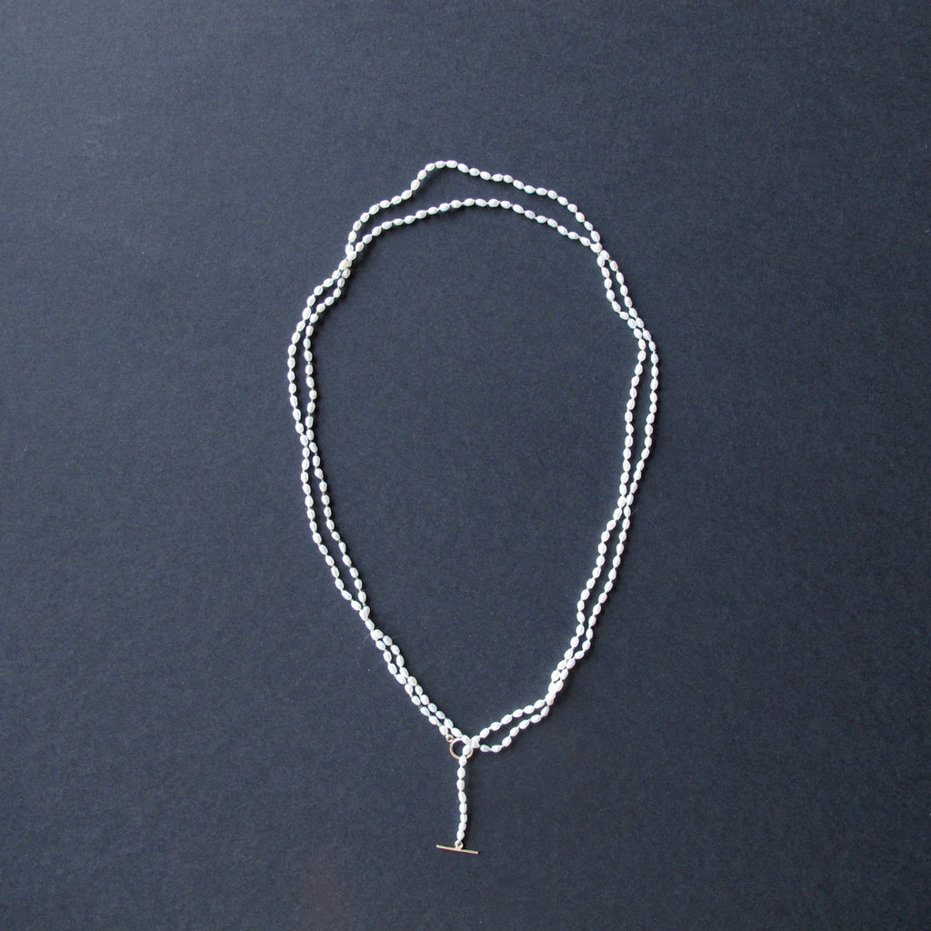 Long White Seed Pearl Necklace