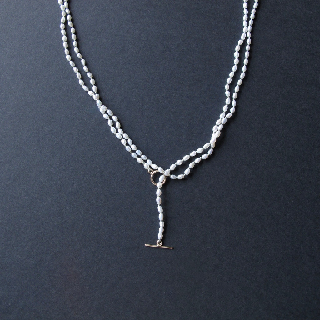 Long White Seed Pearl Necklace