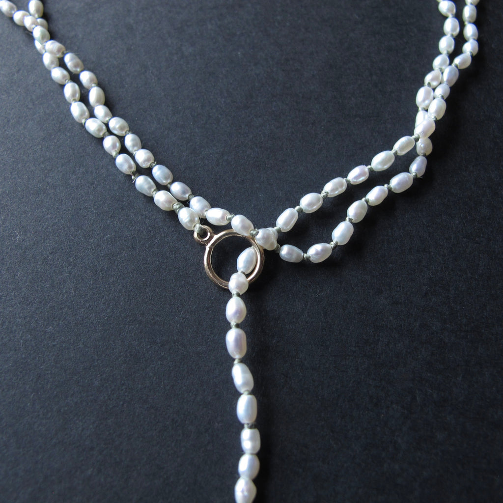 Long White Seed Pearl Necklace