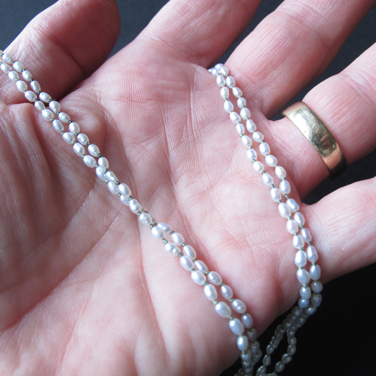 Long White Seed Pearl Necklace