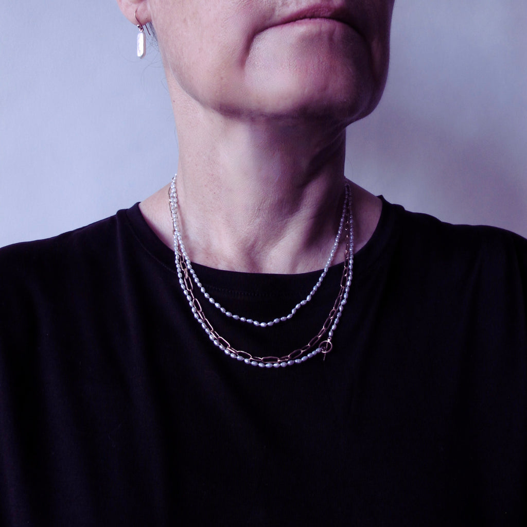Long White Seed Pearl Necklace