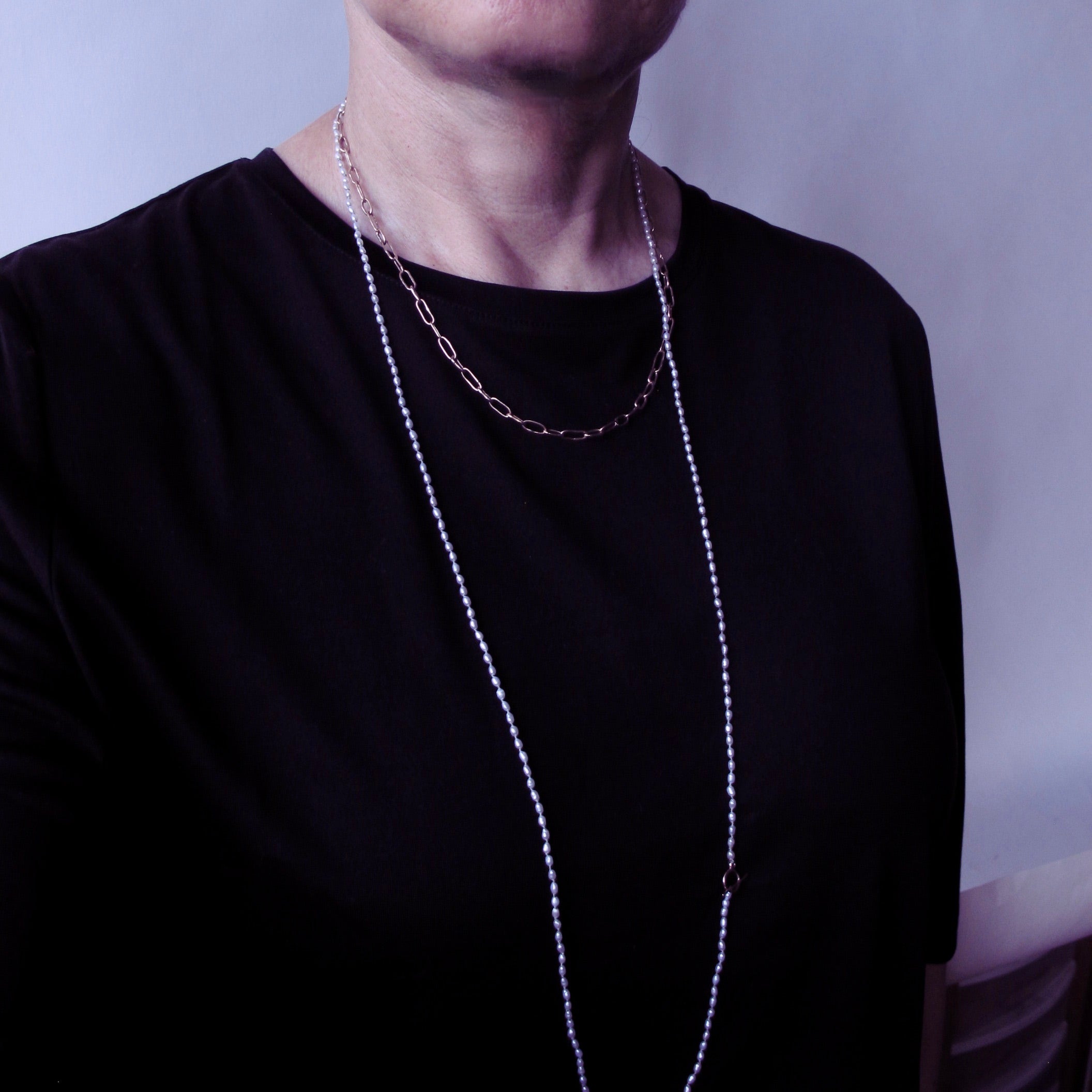 Long White Seed Pearl Necklace