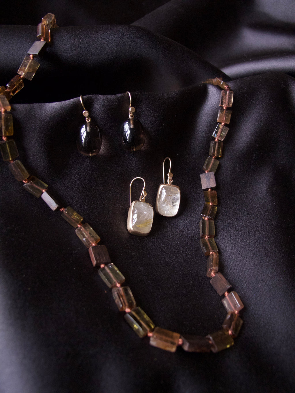 Tourmaline Square Beaded Necklace