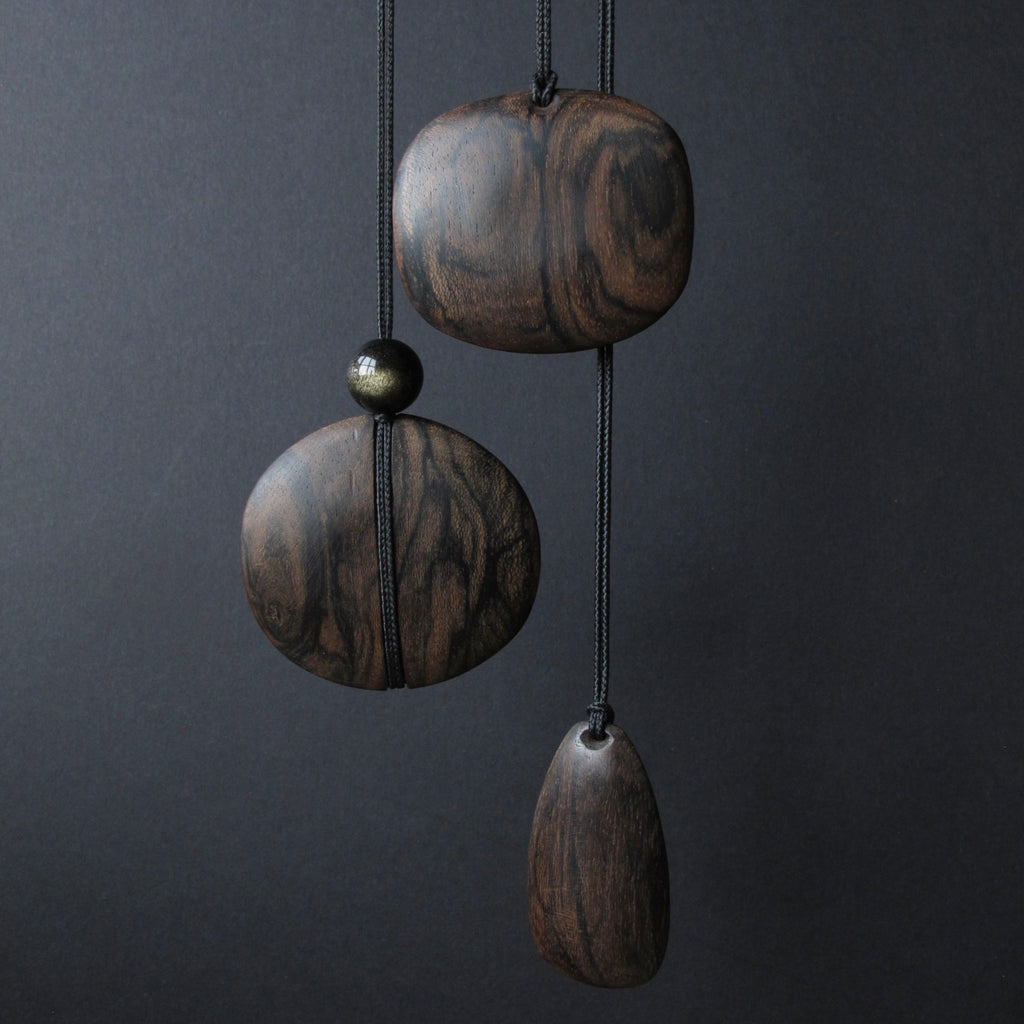 Ziricote and Obsidian Pendant