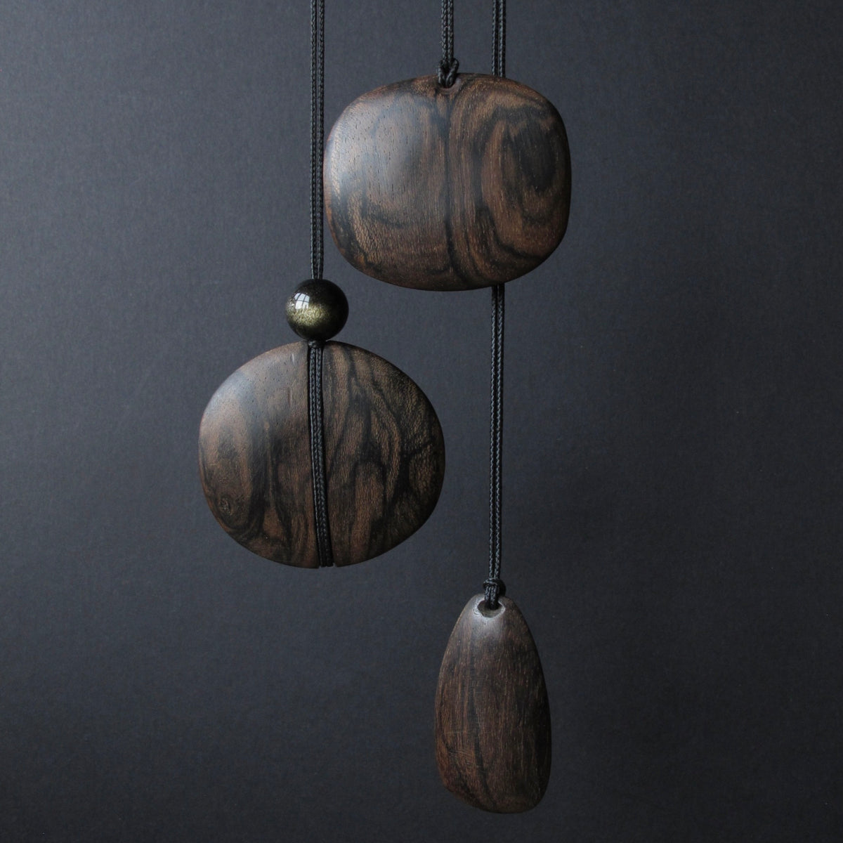 Ziricote and Obsidian Pendant