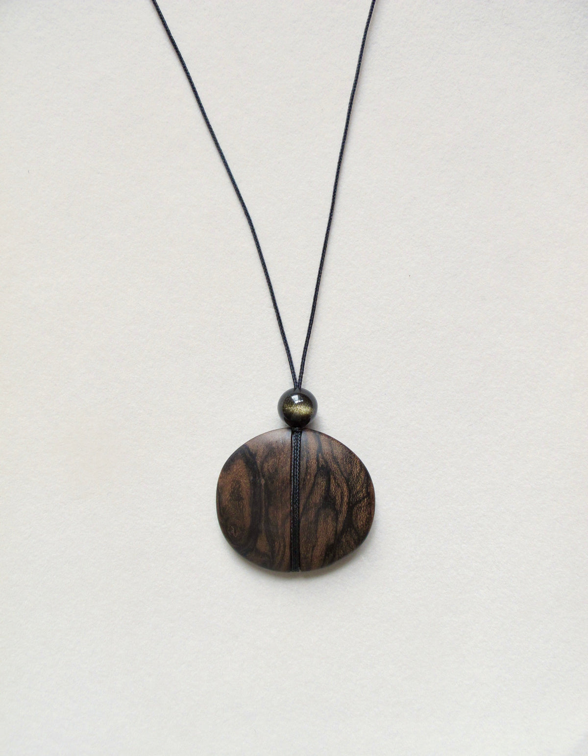Ziricote and Obsidian Pendant
