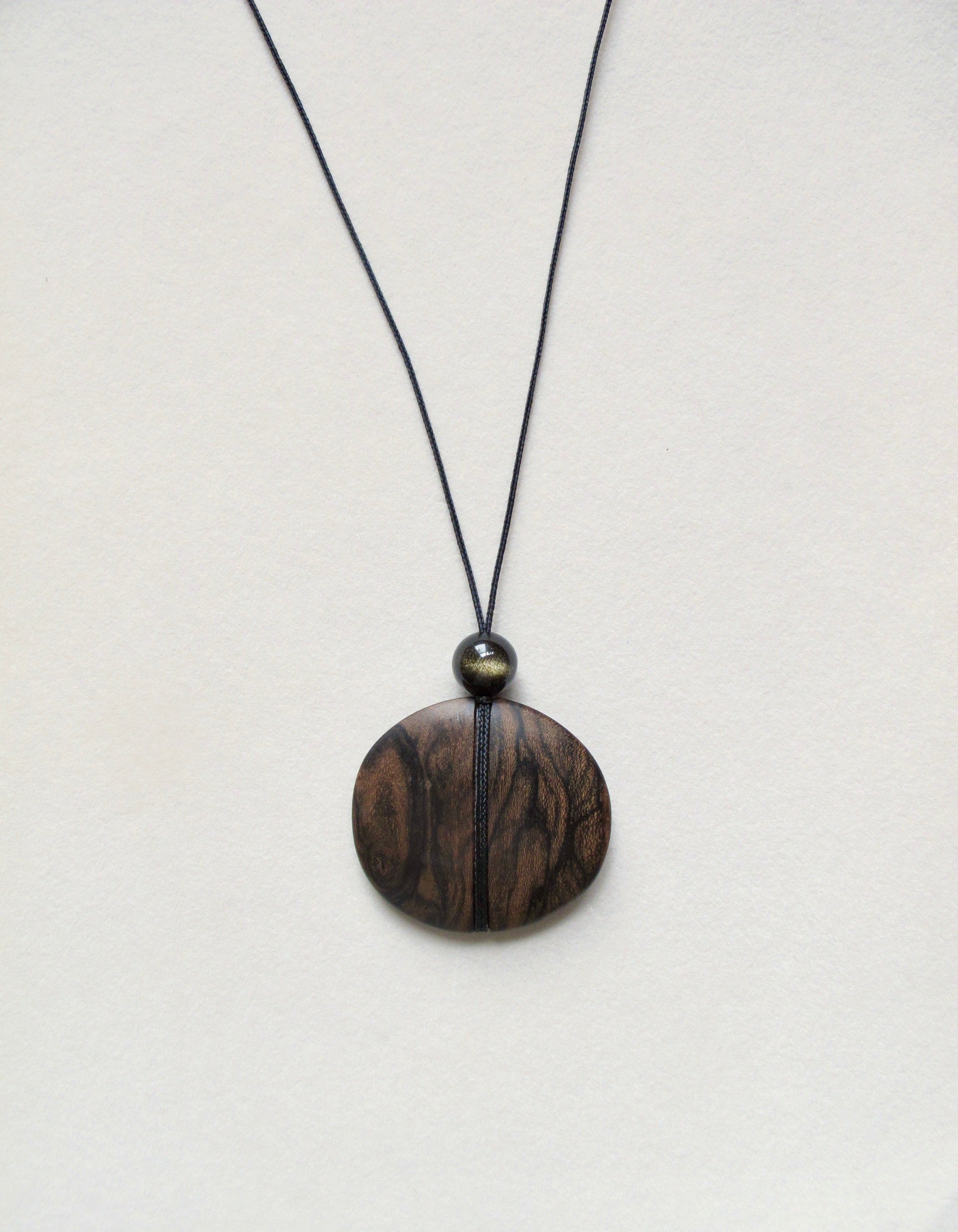 Ziricote and Obsidian Pendant