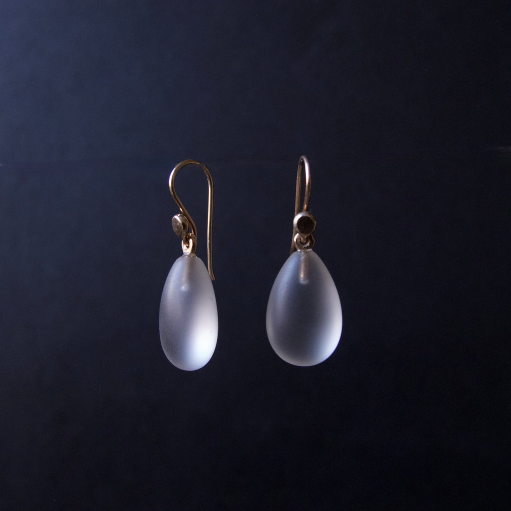 Frosted Crystal Tear Drop Earrings