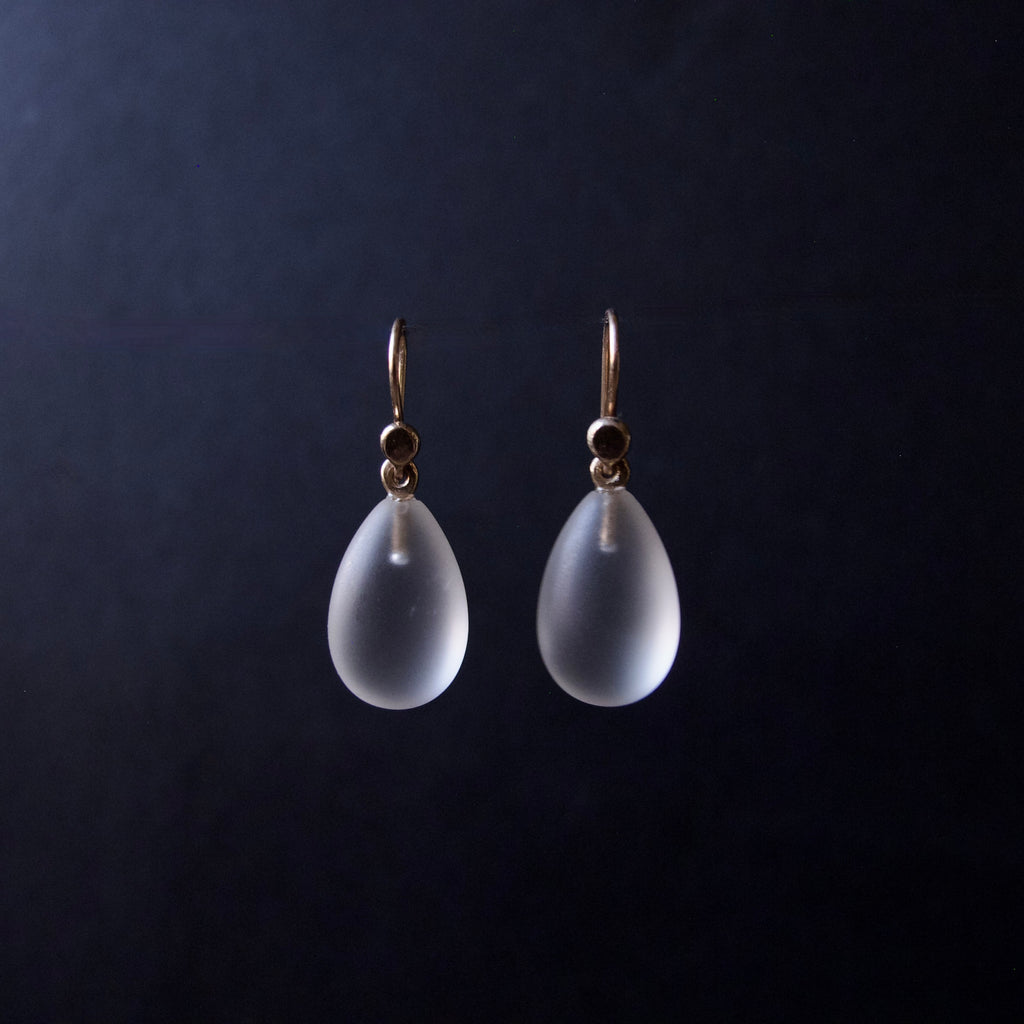 Frosted Crystal Tear Drop Earrings