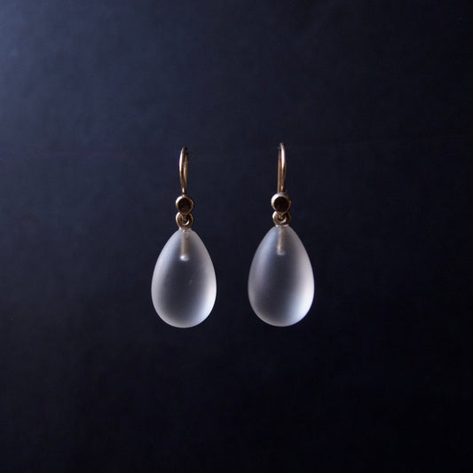 Frosted Crystal Tear Drop Earrings