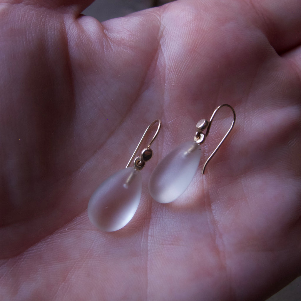 Frosted Crystal Tear Drop Earrings