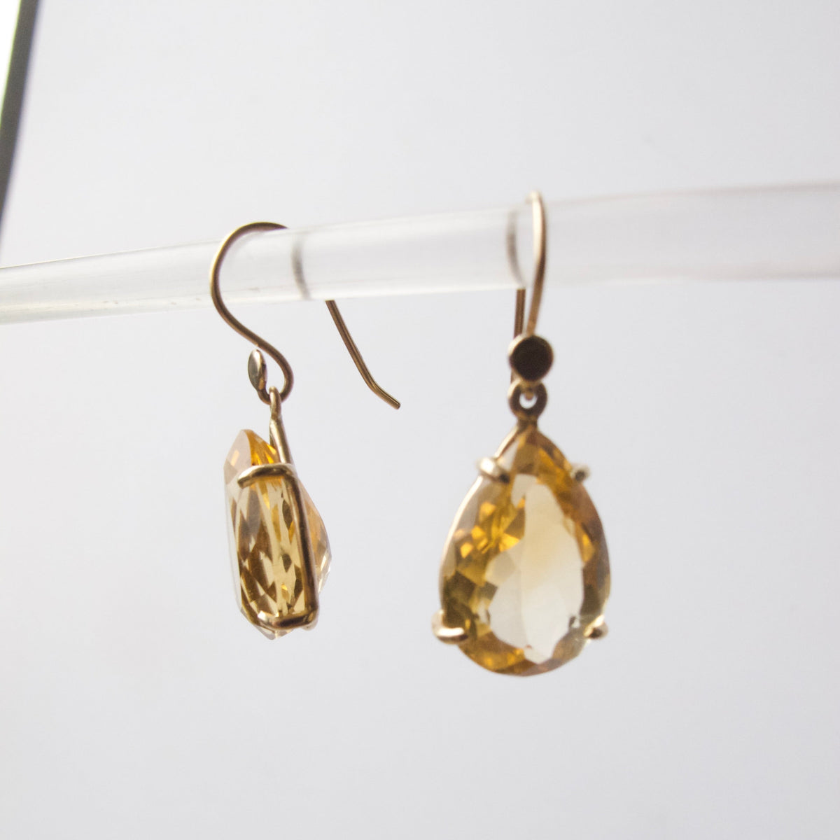 Tear Drop Faceted Citrine Earrings
