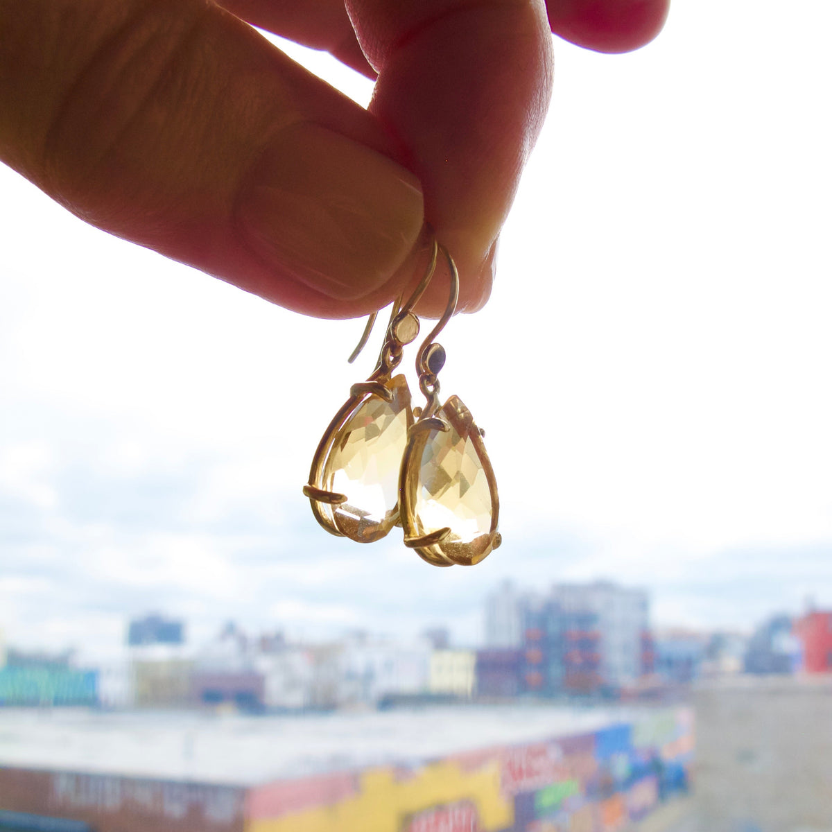 Tear Drop Faceted Citrine Earrings