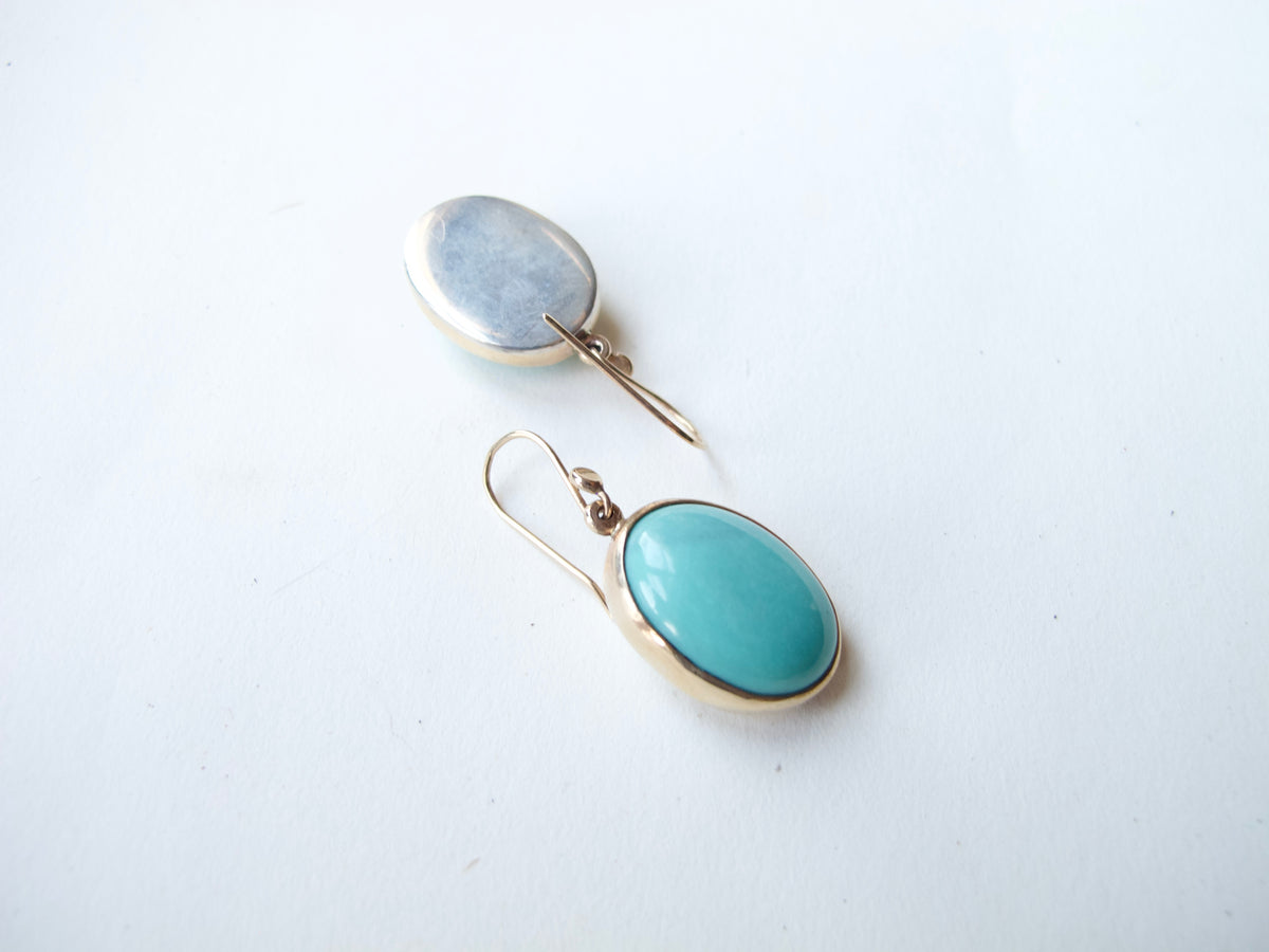 Turquoise Oval Cabochon Earrings