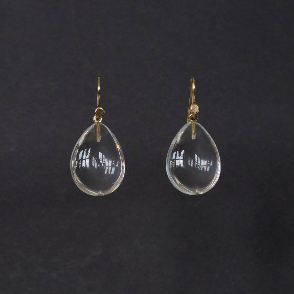 Large Rock Crystal Tear Drop Earrings