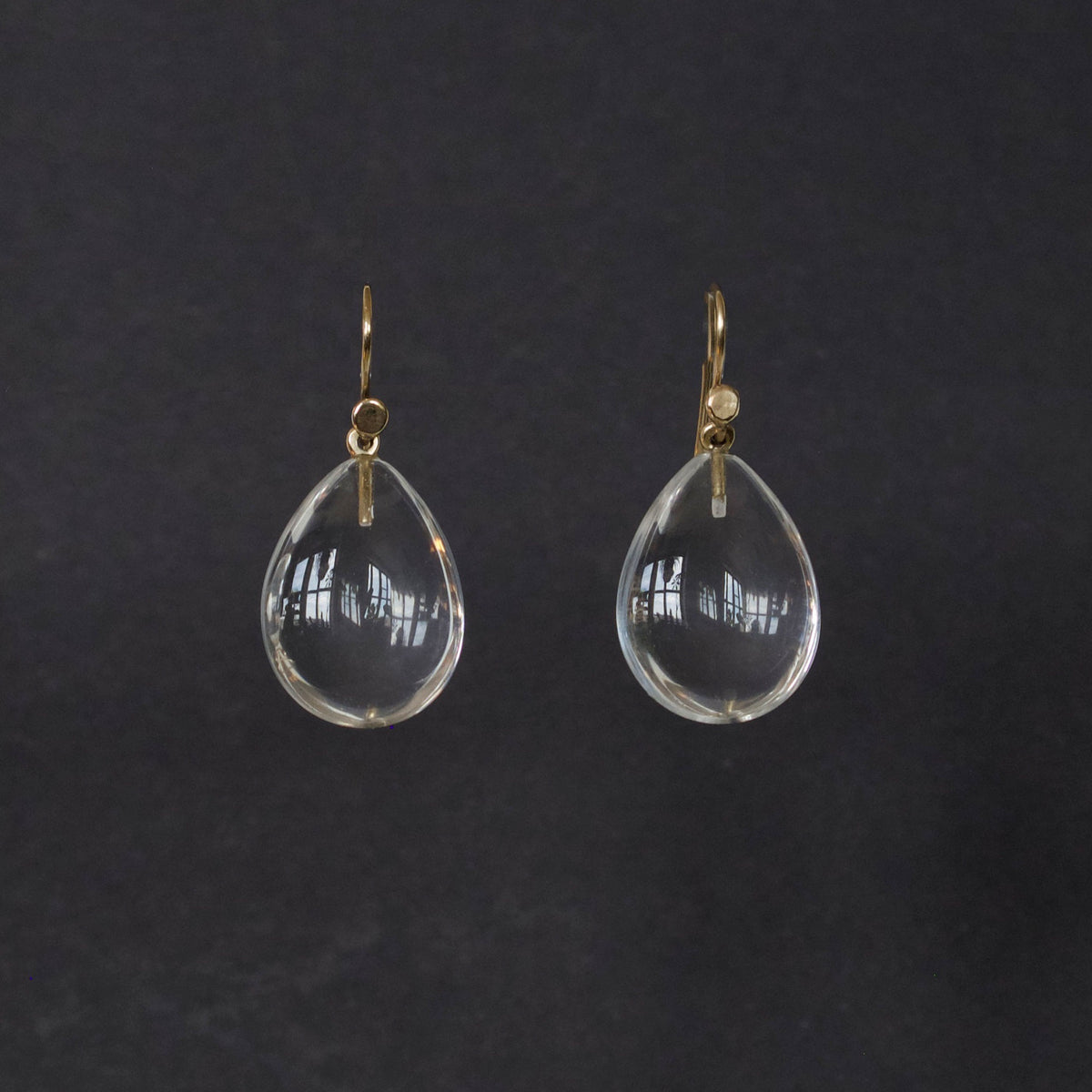 Large Rock Crystal Tear Drop Earrings