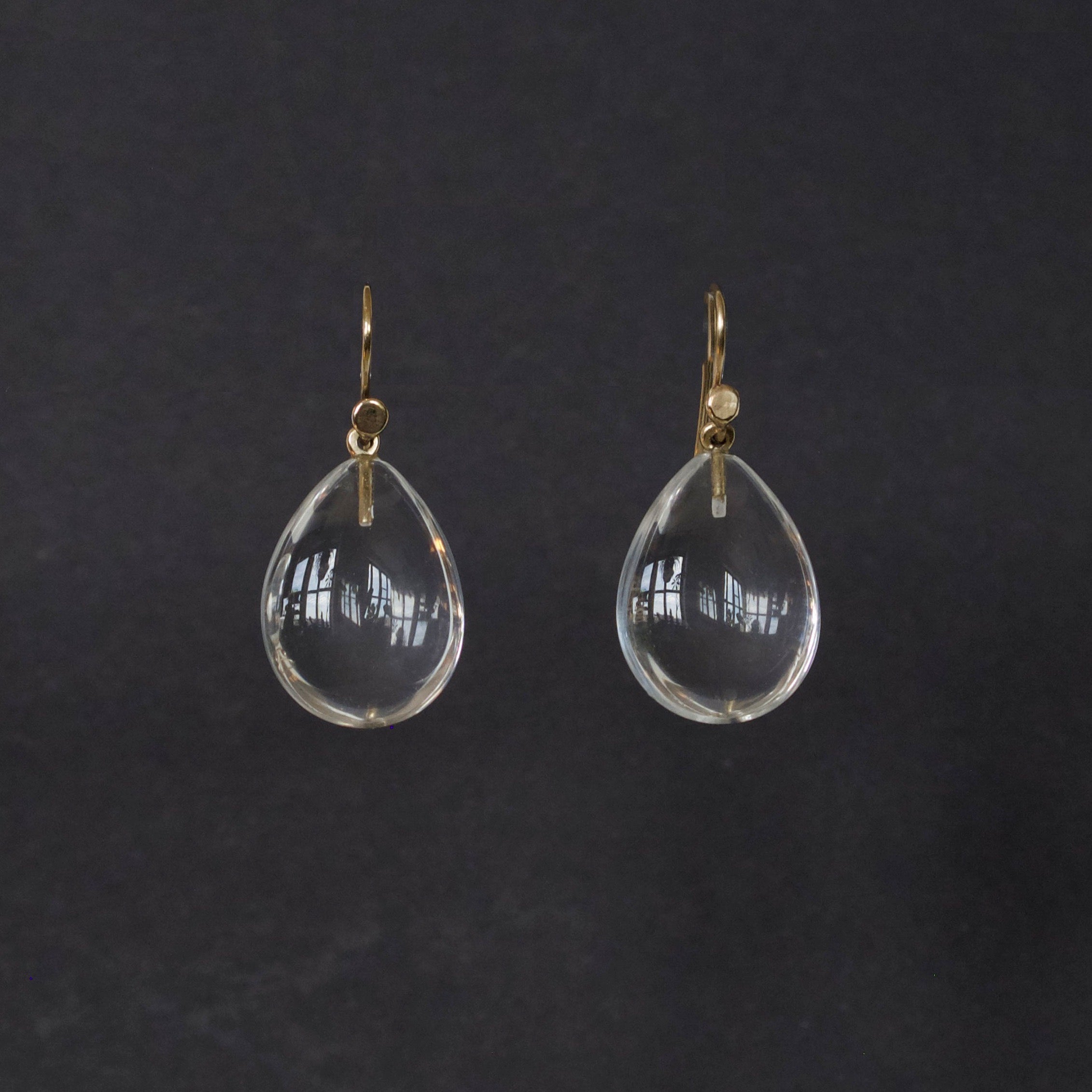 Large Rock Crystal Tear Drop Earrings