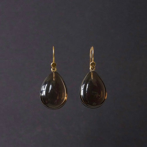 Large Smoky Quartz Tear Drop Earrings