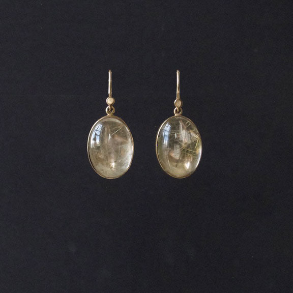 Rutilated Quartz Oval Cabochon Earrings