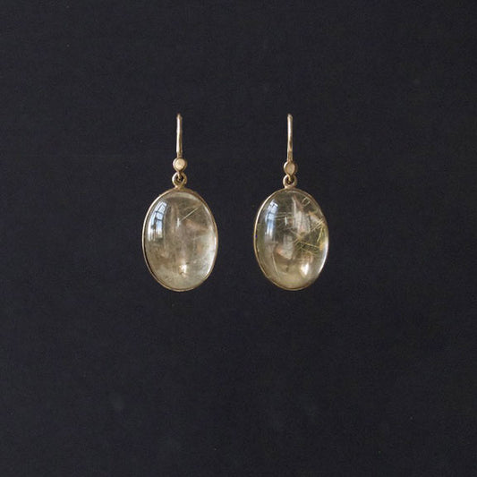 Rutilated Quartz Oval Cabochon Earrings