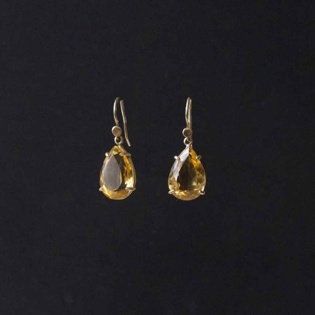 Pear Cut Faceted Citrine Earrings