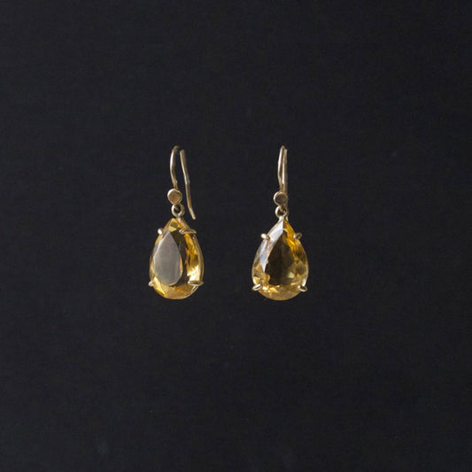 Tear Drop Faceted Citrine Earrings