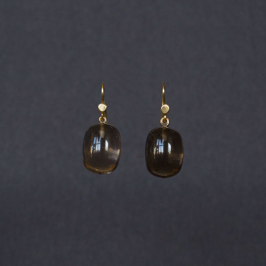 Smoky Quartz Barrel Drop Earrings