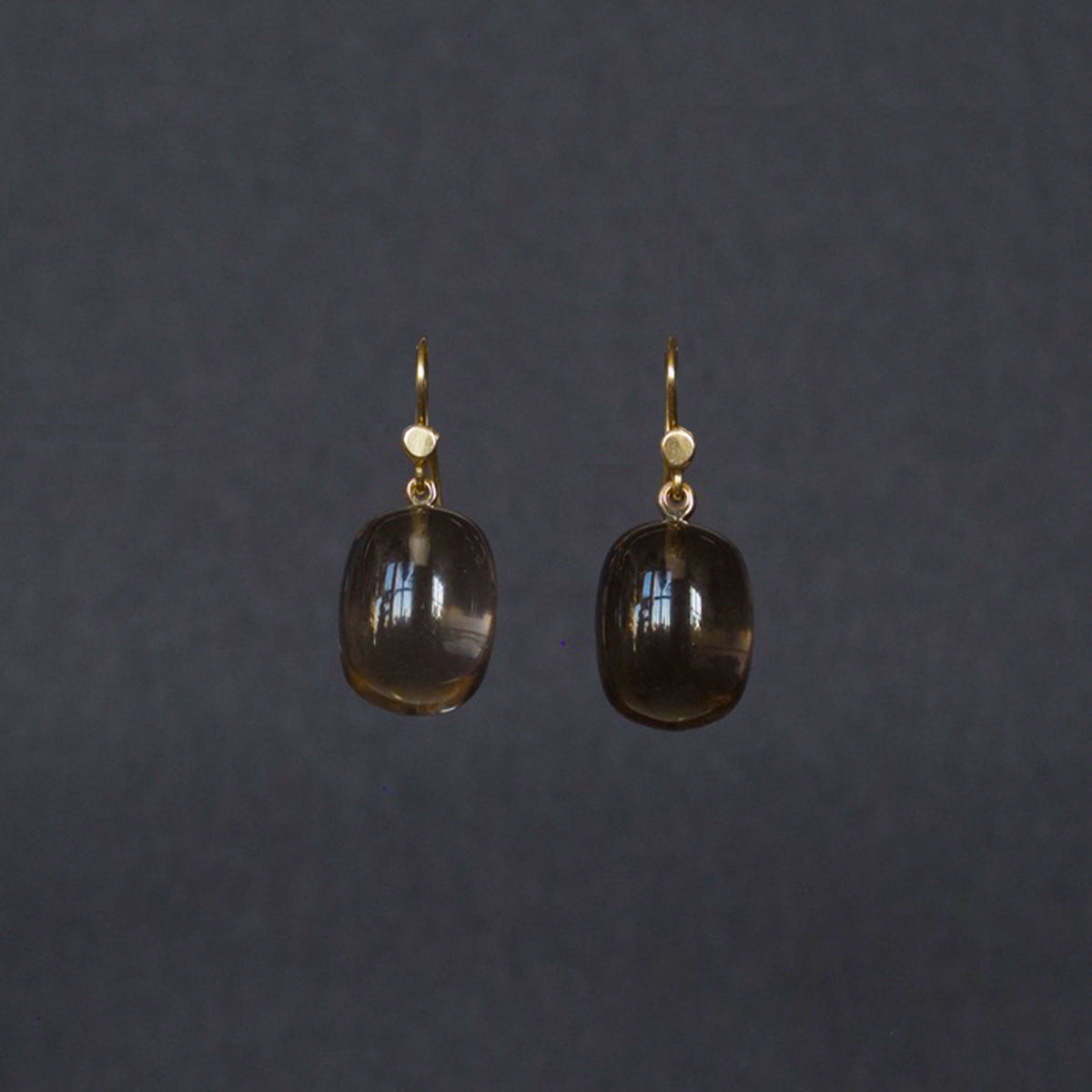 Smoky Quartz Barrel Drop Earrings
