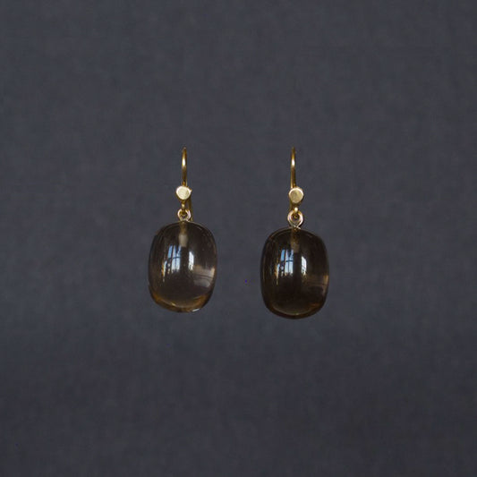Smoky Quartz Barrel Drop Earrings